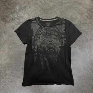 Vintage Y2K Graphic Pirate Ship T Shirt Black XL Grunge Streetwear 0477